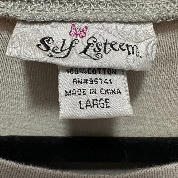 Self Esteem Y2K Long Sleeve Tattoo Gray Edgy Top in size Large - Picture 2 of 7